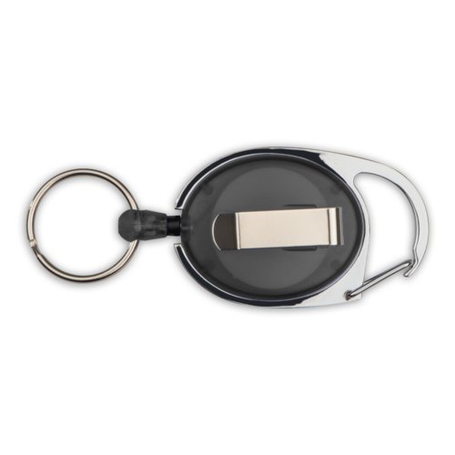 Moschettone nero con anello e clip.