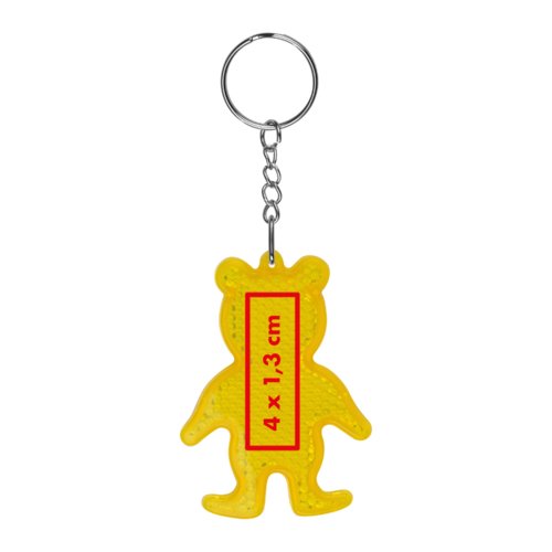 Portachiavi giallo a forma di orso con anello in metallo.