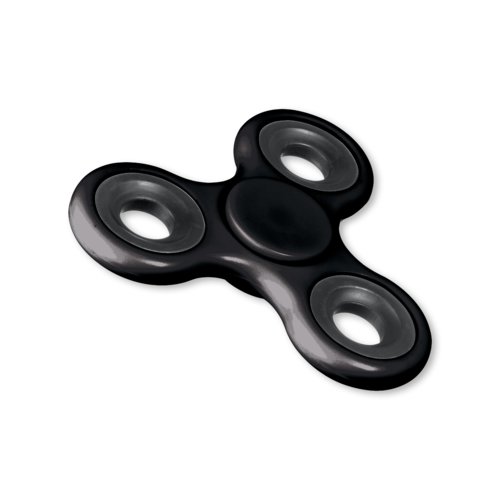Fidget spinner nero in plastica a tre ali.