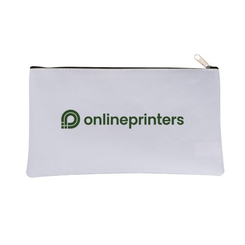Astuccio in tessuto bianco con cerniera.