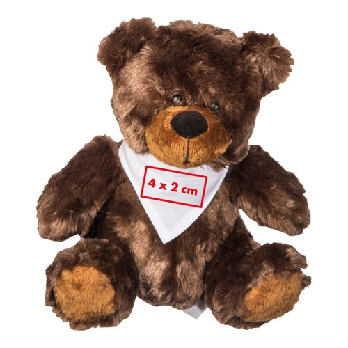 Orsacchiotto di peluche marrone con sciarpa.