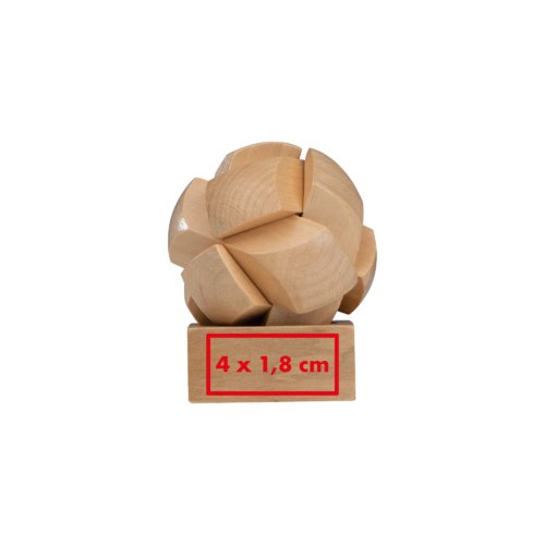 Gioco di puzzle in legno chiaro con design geometrico.