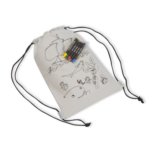 Borsa sportiva bianca in tessuto non tessuto con coulisse.