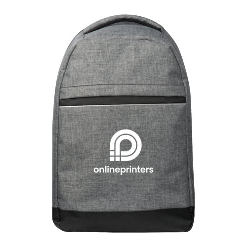 Zaino grigio in tessuto per laptop con scomparto con zip.