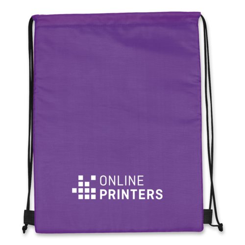 Borsa termica/sportiva viola in poliestere con coulisse.