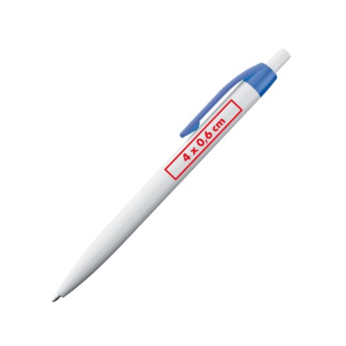Penne a sfera in plastica con clip e pulsante.
