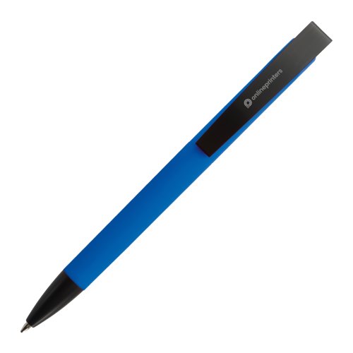 Penne a sfera blu con clip e meccanismo a scatto.