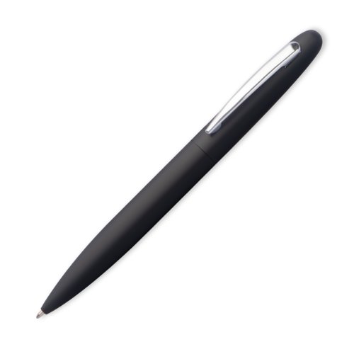 Penne a sfera a rotazione in metallo nero con clip.