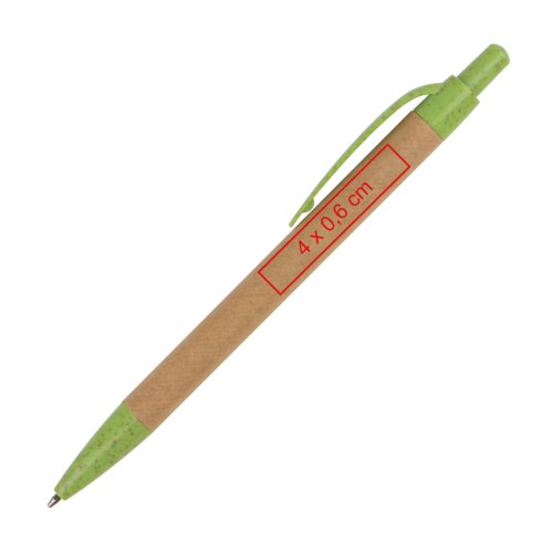 Penne a sfera in carta marrone con clip e pulsante.