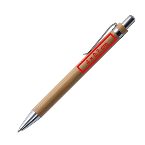 Set da scrittura color legno con penna a sfera e custodia.