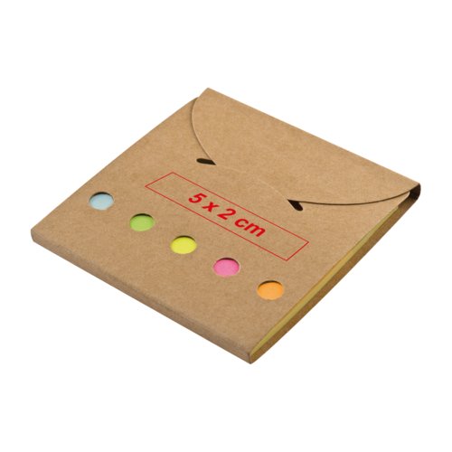 Set di note adesive con strisce di colori assortiti e copertina.