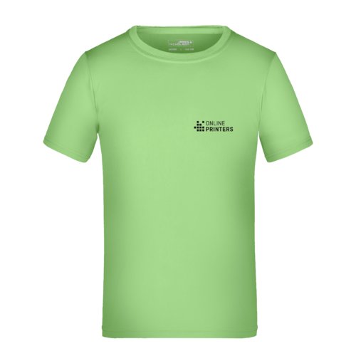 T-shirt in poliestere verde mela per bambini con maniche corte.