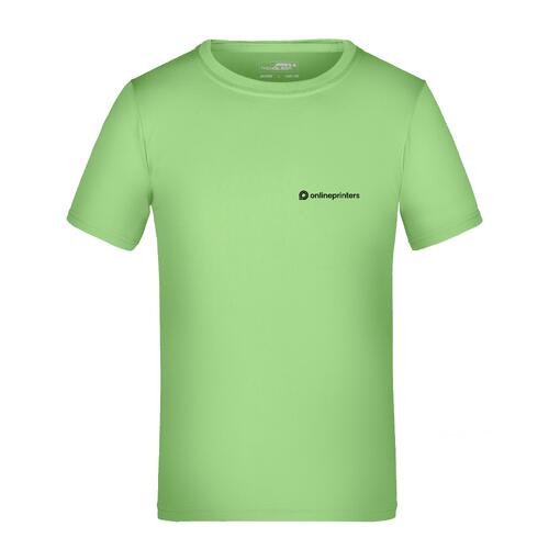 T-shirt in poliestere verde mela per bambini con maniche corte.