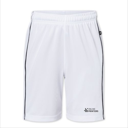 Pantaloncini sportivi bianchi in poliestere per bambini con elastico in vita.