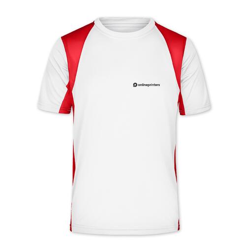 T-shirt funzionale da uomo bianca/rossa in poliestere.