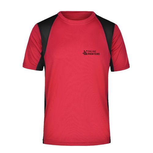 T-shirt funzionale rossa in poliestere a maniche corte.