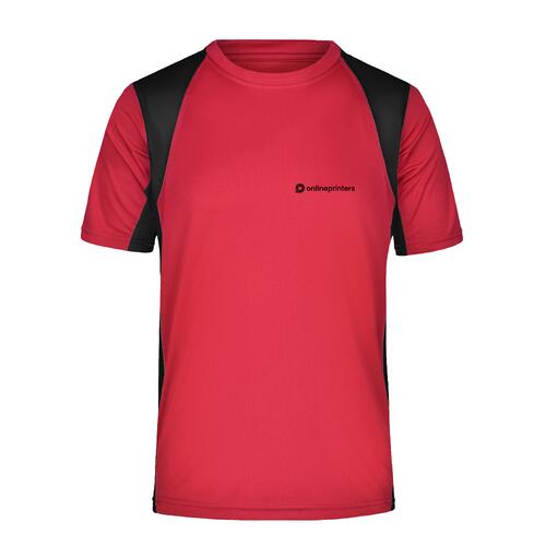 T-shirt funzionale rossa in poliestere a maniche corte.