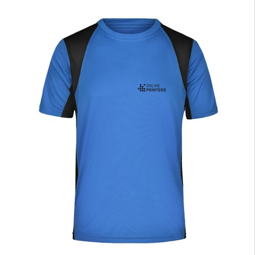 T-shirt funzionale blu in poliestere da uomo a maniche corte.
