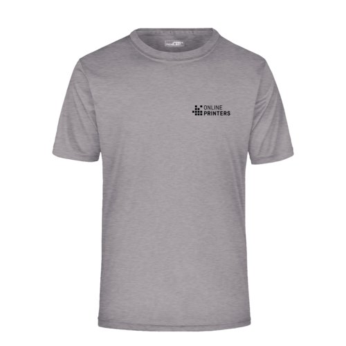 T-shirt in poliestere grigio mlange a maniche corte.