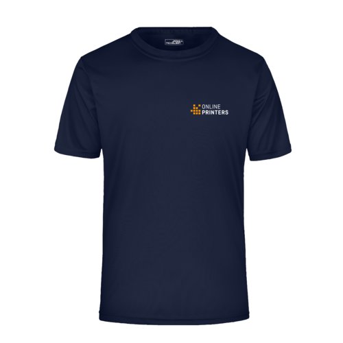 T-shirt in poliestere nero-blu da uomo con maniche corte.