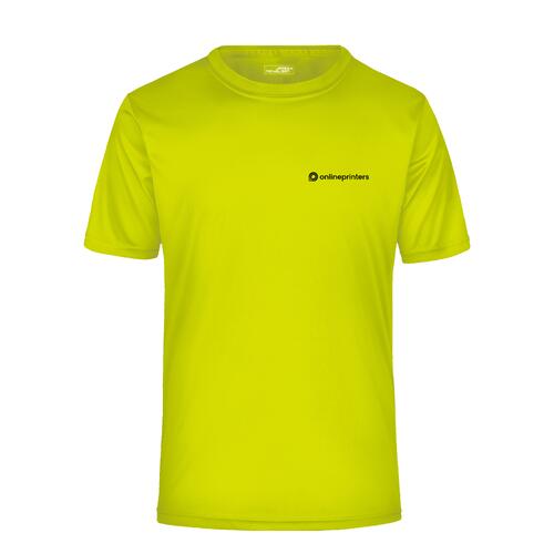 T-shirt gialla in poliestere da uomo con maniche corte.