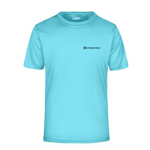 T-shirt turchese in poliestere da uomo a maniche corte.