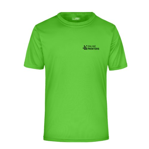 T-shirt in poliestere verde mela con maniche corte.