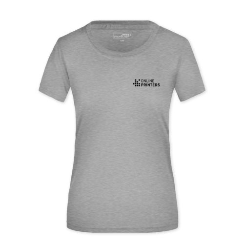 T-shirt da donna in poliestere grigio mlange con maniche corte.