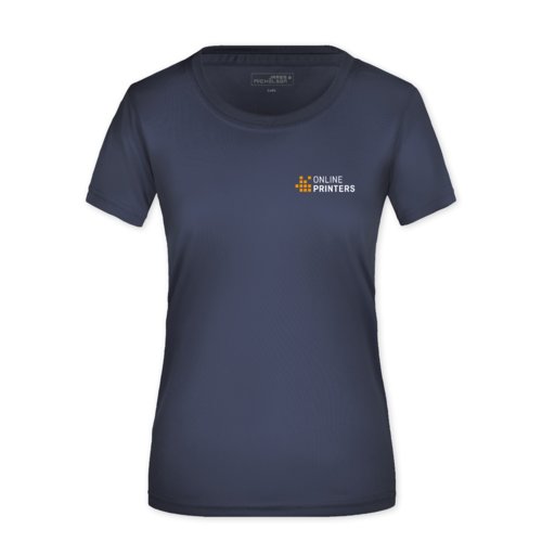 T-shirt in poliestere blu scuro da donna.