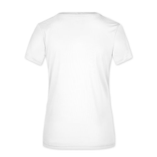 T-shirt bianca in poliestere da donna a maniche corte.