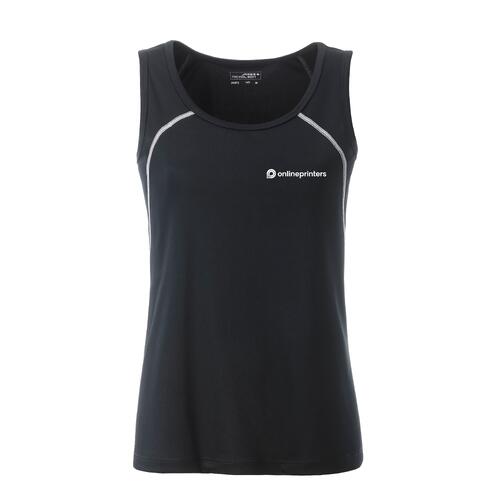 Canotta sportiva da donna in materiale traspirante con design racerback.