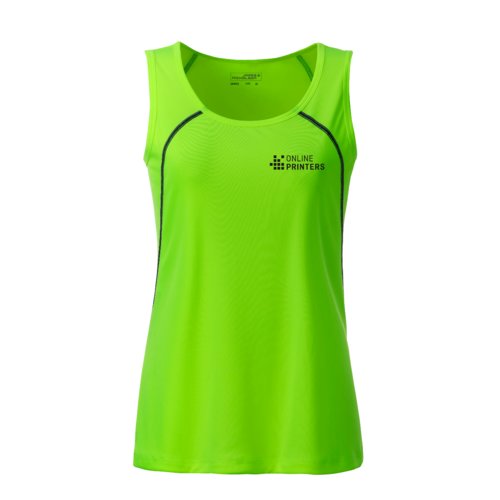 Canotta sportiva da donna in poliestere verde neon.