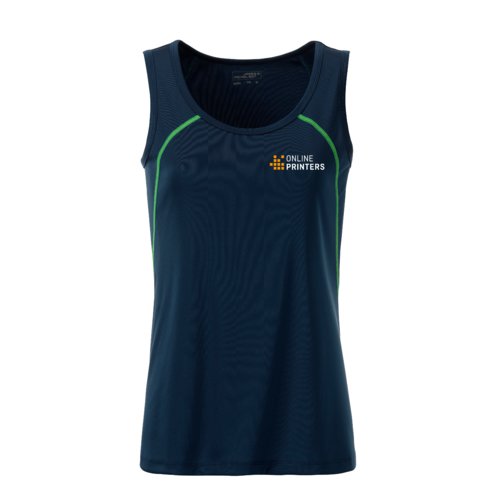 Canotta sportiva da donna blu navy in poliestere.