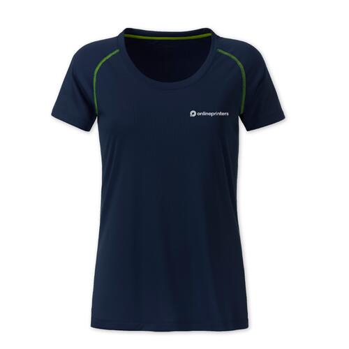 T-shirt da donna blu navy/giallo neon in poliestere.