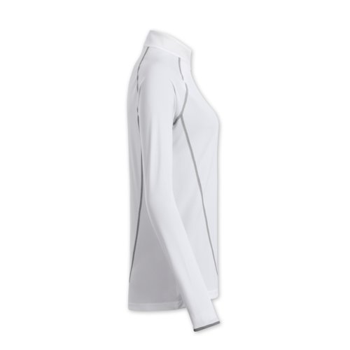 Maglia a maniche lunghe bianca in poliestere da donna con collo alto.