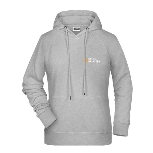 Felpa con cappuccio da donna grigia mlange in cotone-poliestere con cappuccio e coulisse.
