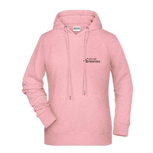 Felpa con cappuccio rosa mlange in cotone-poliestere con cappuccio e coulisse.