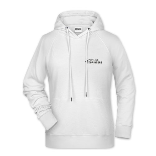 Felpa bianca in cotone-poliestere da donna con cappuccio e coulisse.