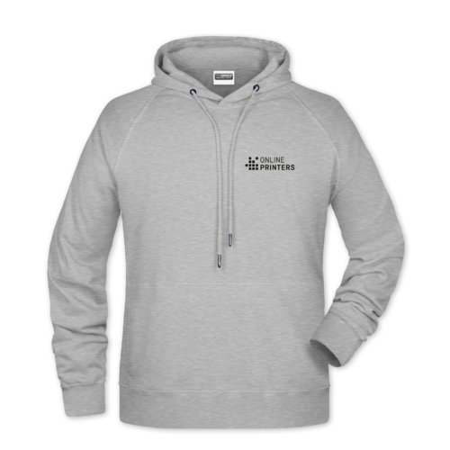 Felpa con cappuccio grigio mlange in misto cotone con coulisse.