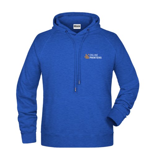 Felpa con cappuccio blu mlange in misto cotone con coulisse.