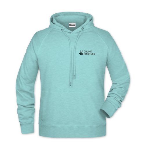 Felpa con cappuccio verde menta in misto cotone da uomo con cappuccio e coulisse.