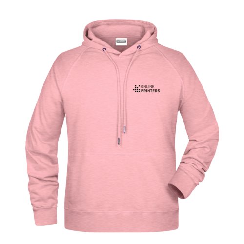 Felpa con cappuccio da uomo rosa mlange in cotone-poliestere con cappuccio e coulisse.