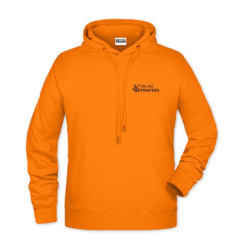 Felpa con cappuccio arancione in misto cotone con coulisse, da uomo.