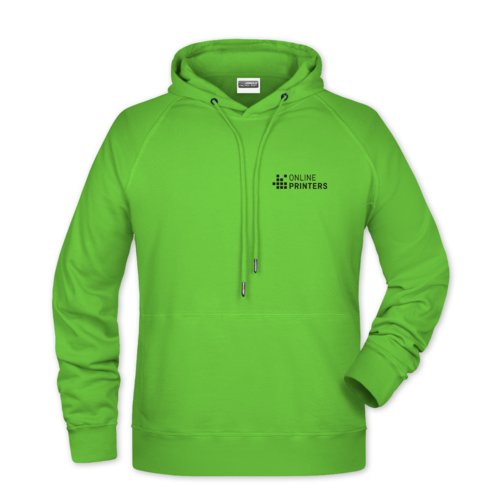 Felpa con cappuccio verde mela in misto cotone con coulisse.