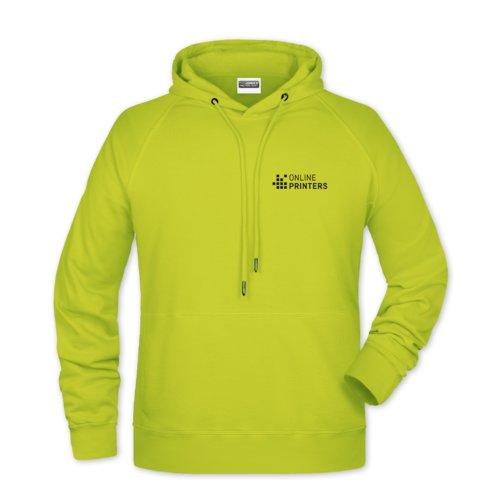 Felpa con cappuccio giallo neon in misto cotone con coulisse.
