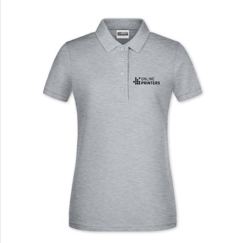 Polo da donna in cotone grigio mlange con abbottonatura.