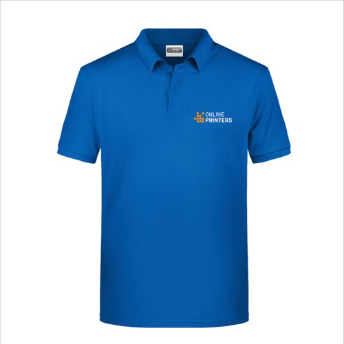 Polo in cotone blu royal da uomo con abbottonatura corta.