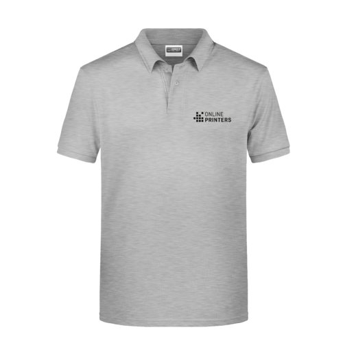 Polo in cotone grigio mlange da uomo con abbottonatura corta.