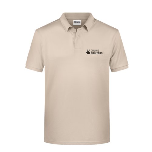 Polo beige in cotone da uomo con maniche corte.
