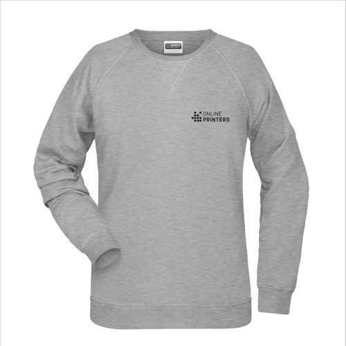 Felpa da donna grigio mlange in misto cotone con maniche lunghe.